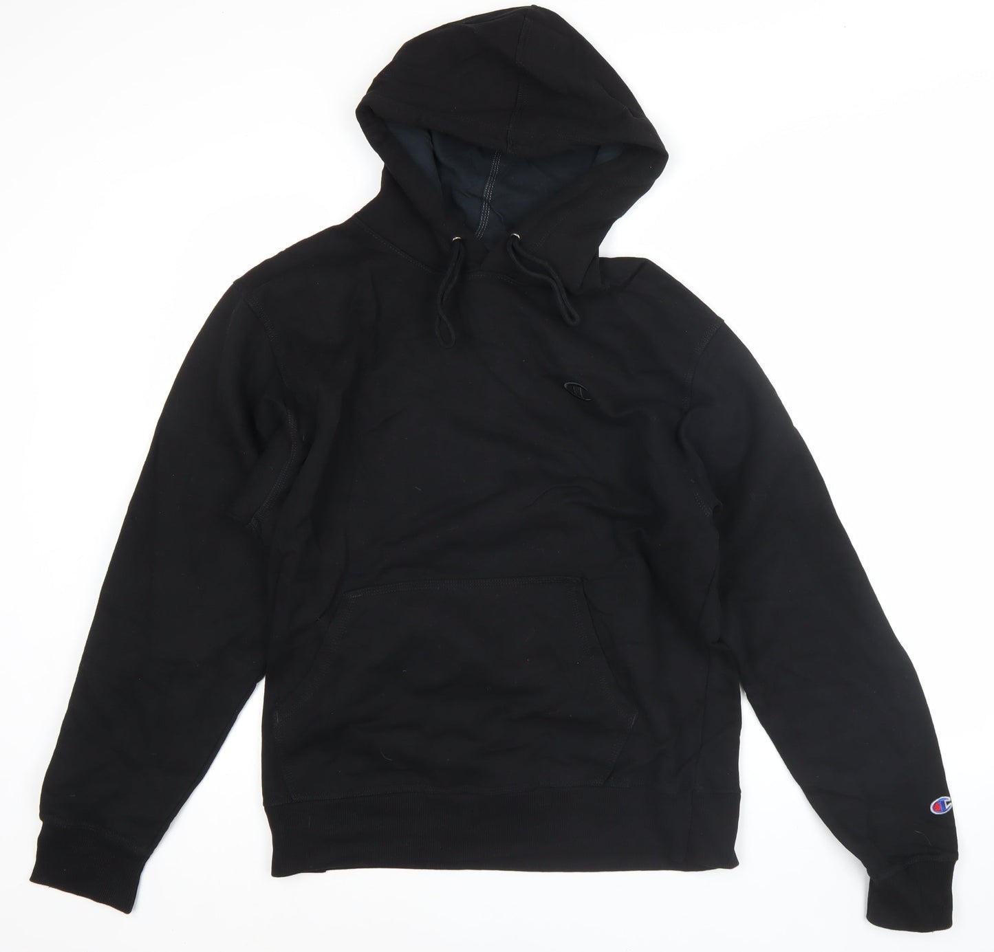 Champion Men’s Black Pullover Hoodie M Regular Fit Fleece Logo