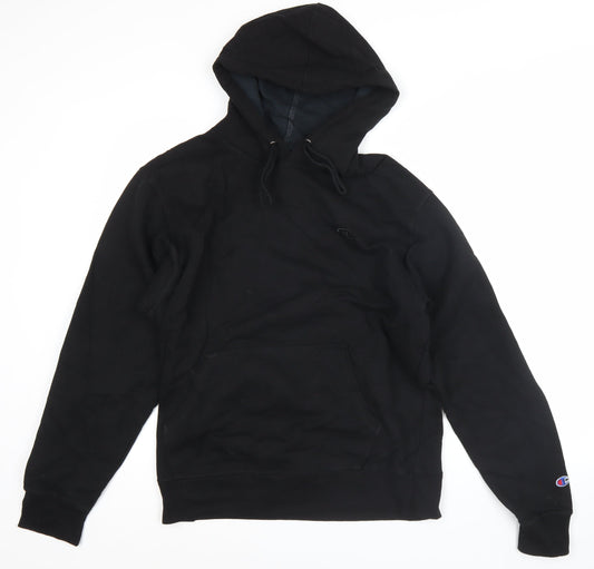Champion Men’s Black Pullover Hoodie M Regular Fit Fleece Logo