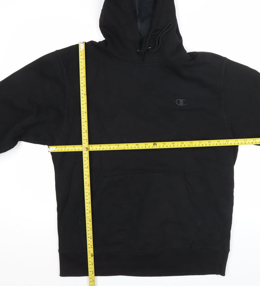 Champion Men’s Black Pullover Hoodie M Regular Fit Fleece Logo