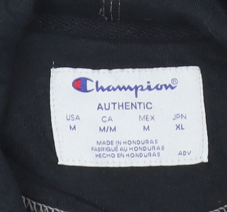 Champion Men’s Black Pullover Hoodie M Regular Fit Fleece Logo