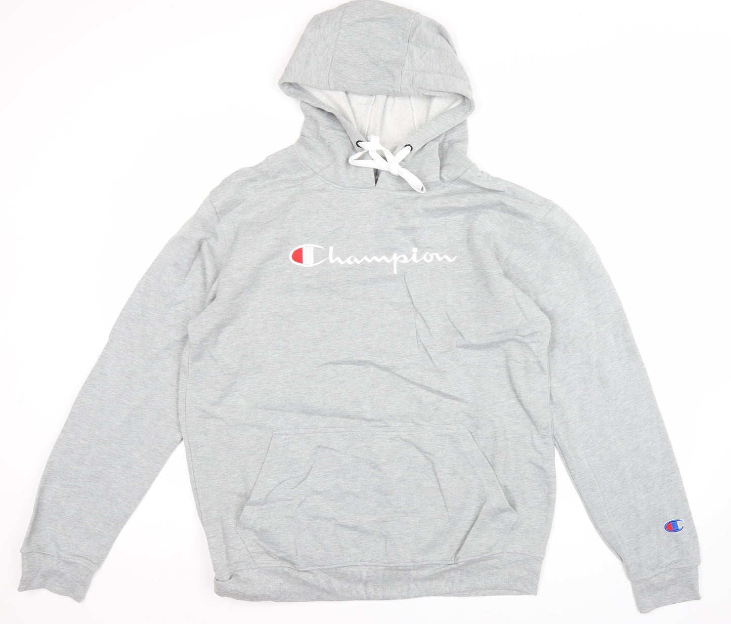 Champion Men's Grey XL Pullover Hoodie with Logo Print