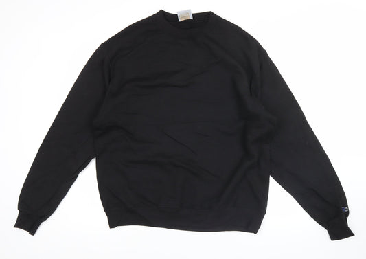 Champion Men’s Black Pullover Sweatshirt L Regular Fit Fleece Crew Neck
