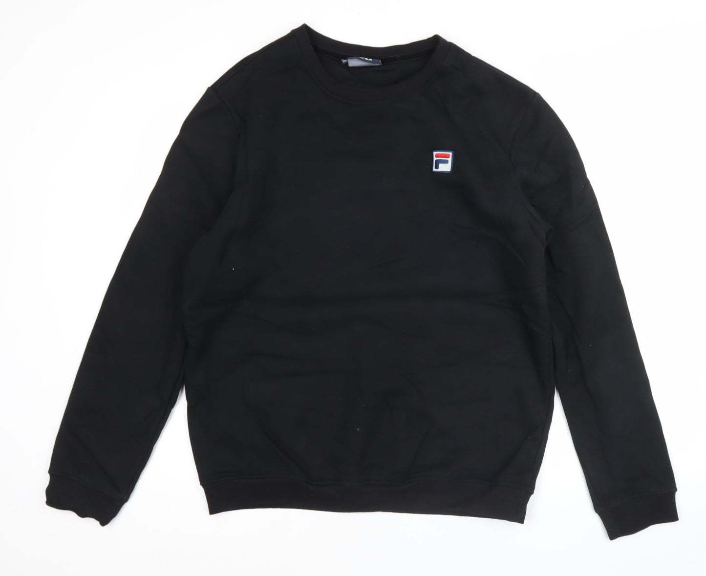 FILA Mens Black L Pullover Sweatshirt Crew Neck Jersey Logo