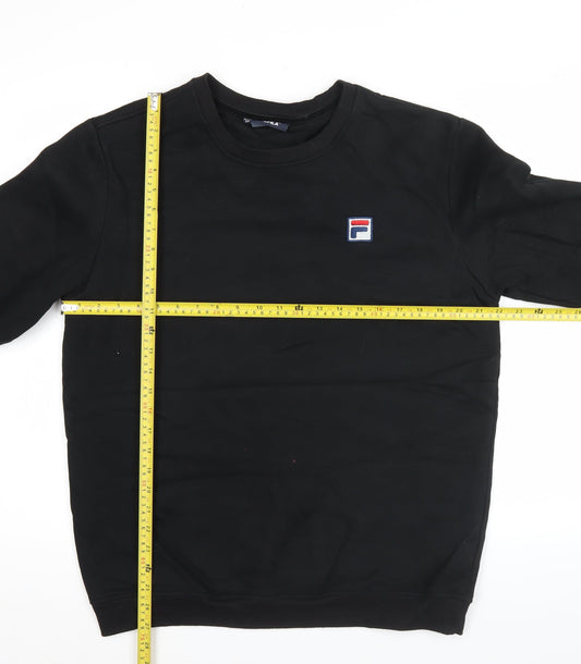 FILA Mens Black L Pullover Sweatshirt Crew Neck Jersey Logo