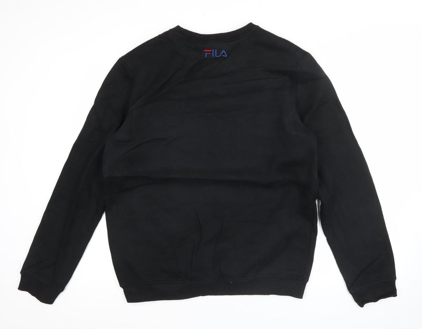FILA Mens Black L Pullover Sweatshirt Crew Neck Jersey Logo