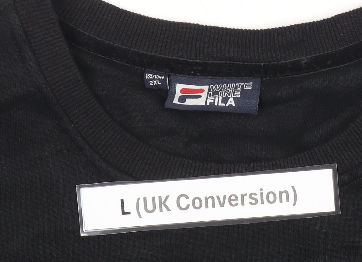 FILA Mens Black L Pullover Sweatshirt Crew Neck Jersey Logo