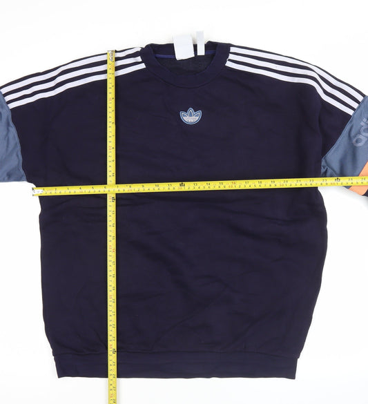 Adidas Men's Blue L Pullover Sweatshirt Crew Neck Logo Sports Jersey