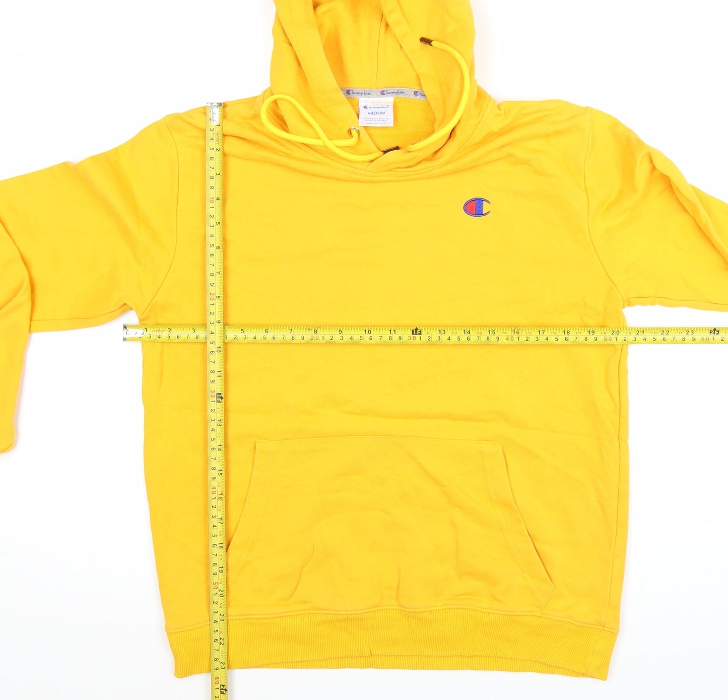 Champion Men's Yellow Pullover Hoodie Medium Logo Graphic Sportswear
