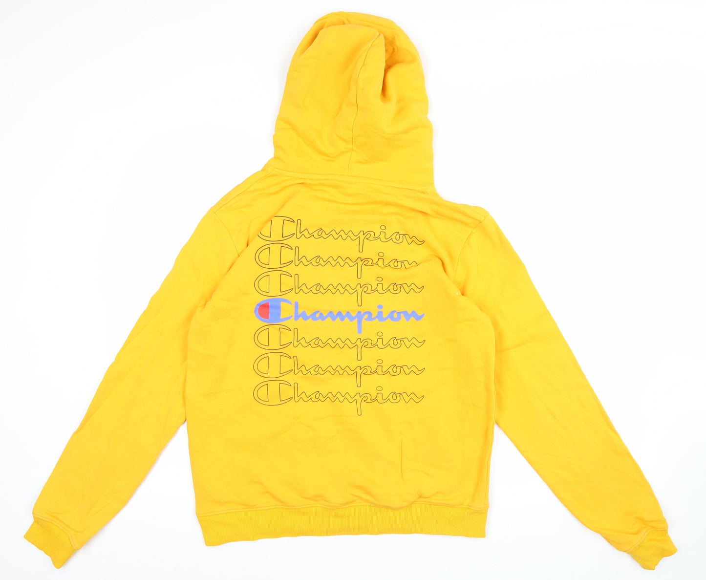 Champion Men's Yellow Pullover Hoodie Medium Logo Graphic Sportswear