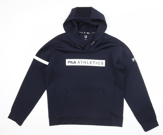 FILA Men's Blue Pullover Hoodie M Regular Fit Athletic Logo Sportswear