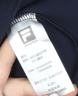 FILA Men's Blue Pullover Hoodie M Regular Fit Athletic Logo Sportswear