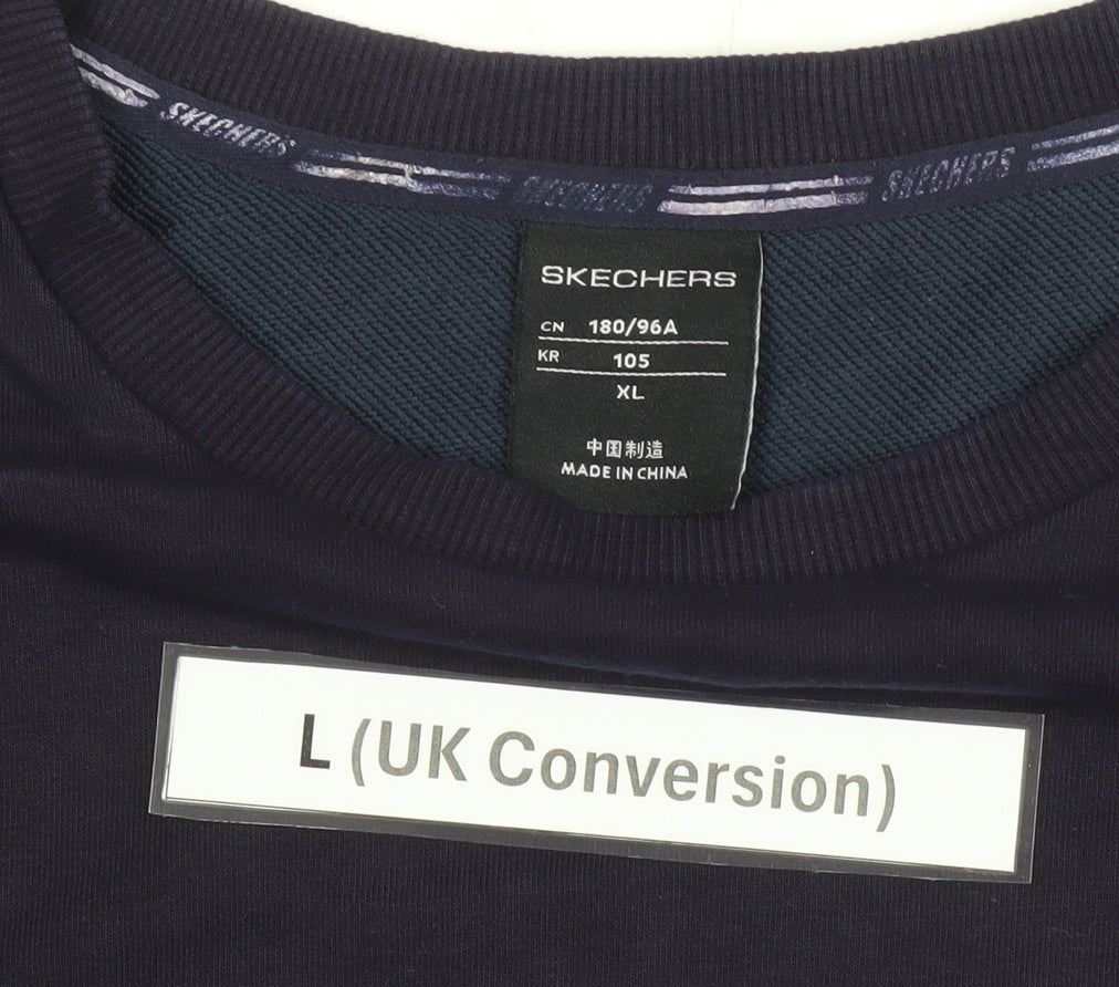 Skechers Men’s Blue L Pullover Sweatshirt Graphic Print Crew Neck