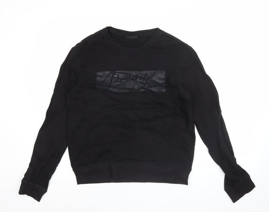 Emporio Armani Men's Black Pullover Sweatshirt L Jersey Graphic Logo