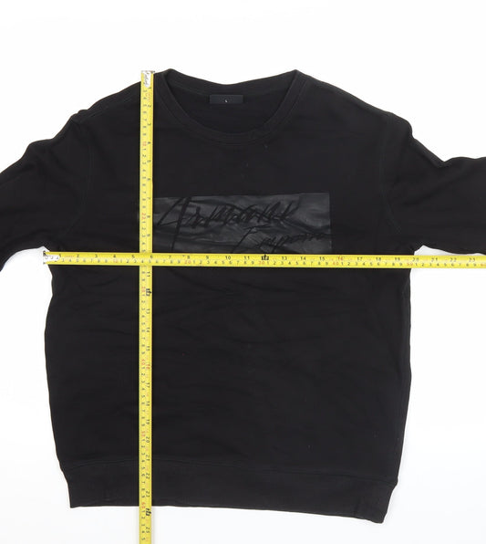 Emporio Armani Men's Black Pullover Sweatshirt L Jersey Graphic Logo