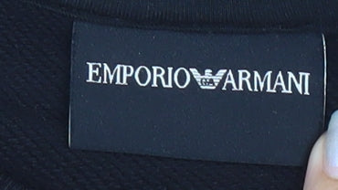 Emporio Armani Men's Black Pullover Sweatshirt L Jersey Graphic Logo