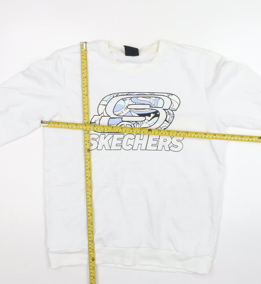 Skechers Men’s White XS Pullover Sweatshirt Logo Graphic Lightweight