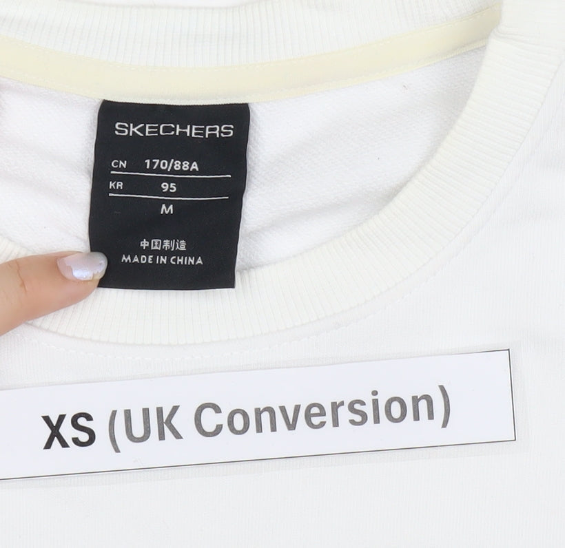 Skechers Men’s White XS Pullover Sweatshirt Logo Graphic Lightweight
