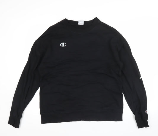 Champion Men's Black Pullover Sweatshirt Size L Crew Neck Fleece