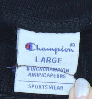 Champion Men's Black Pullover Sweatshirt Size L Crew Neck Fleece