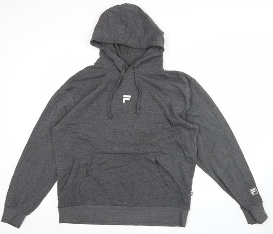 FILA Men's Grey Pullover Hoodie XL Fleece Regular Fit