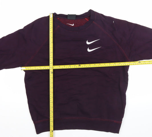 Nike Men’s Purple Pullover Sweatshirt M Logo Sports Fleece Crew Neck
