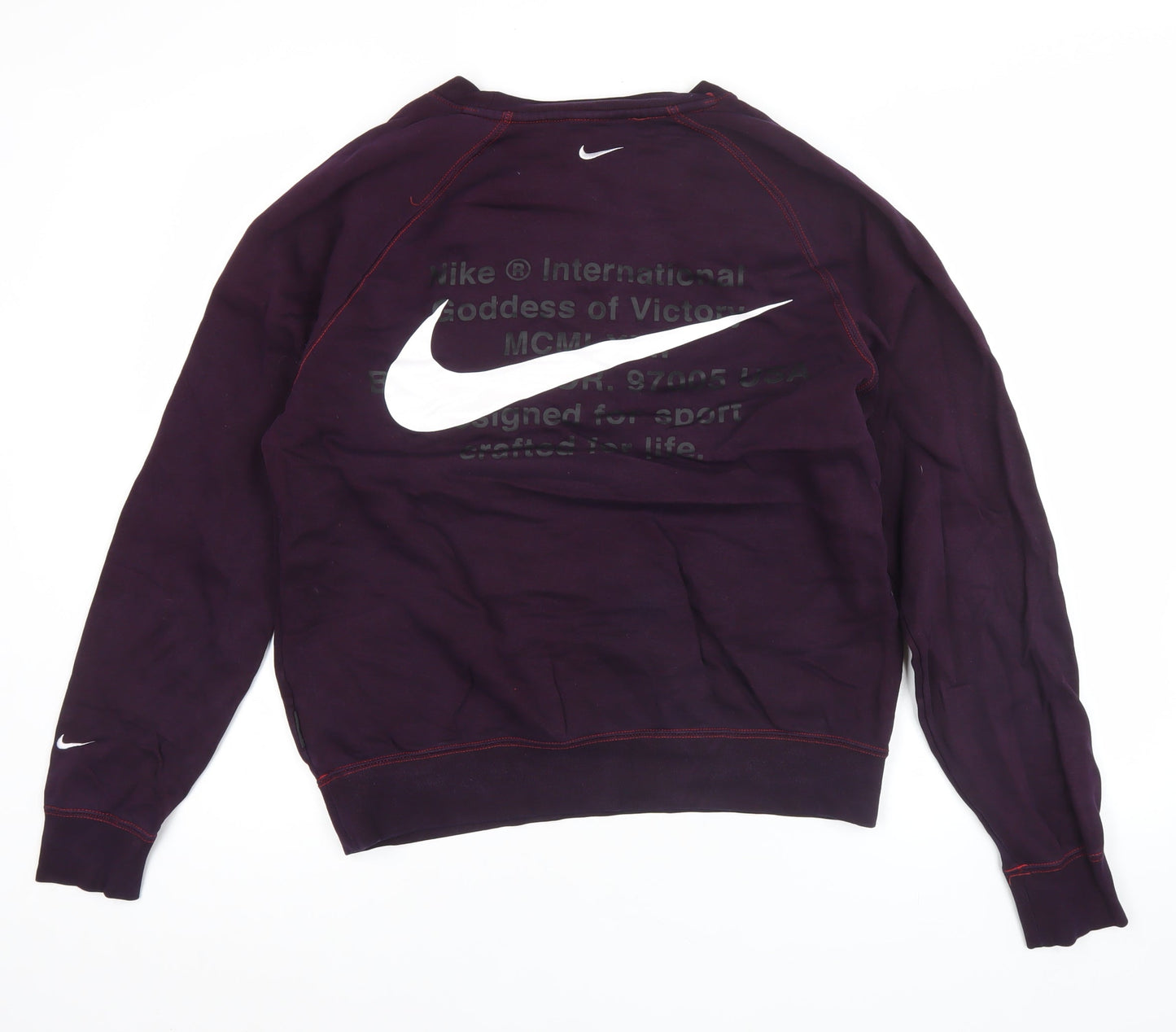 Nike Men’s Purple Pullover Sweatshirt M Logo Sports Fleece Crew Neck
