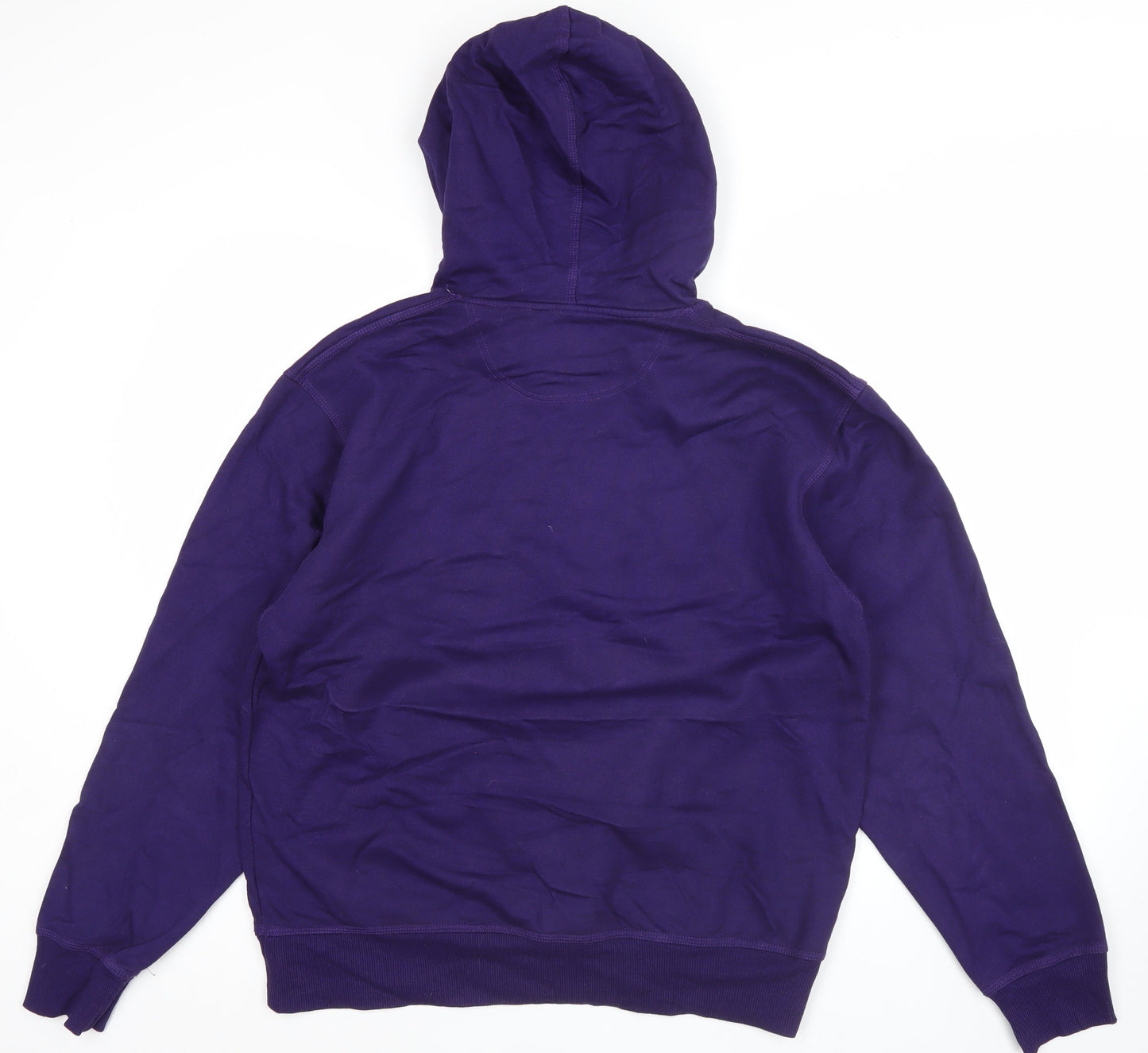 Champion Men's Purple Pullover Hoodie L Logo Fleece Cotton Blend