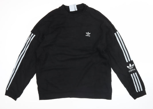 Adidas Mens Black L Pullover Sweatshirt Trefoil Logo Sportswear