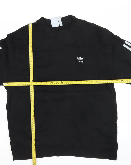 Adidas Mens Black L Pullover Sweatshirt Trefoil Logo Sportswear