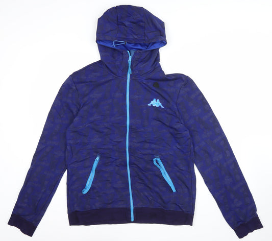Kappa Men's Blue Full Zip Hoodie L Sports Logo Jersey