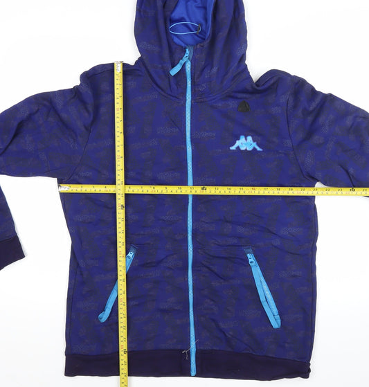 Kappa Men's Blue Full Zip Hoodie L Sports Logo Jersey