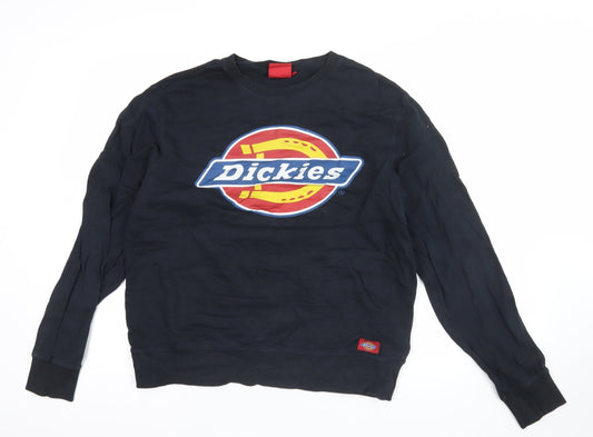 Dickies Men's Black L Pullover Sweatshirt Logo Crew Neck Cotton