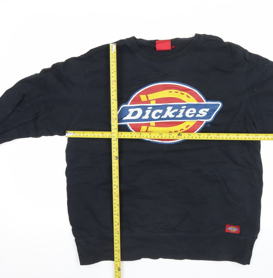 Dickies Men's Black L Pullover Sweatshirt Logo Crew Neck Cotton