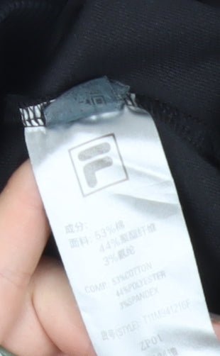 FILA Men's Black M Regular Fit 1/2 Zip Hoodie with Logo & Pockets