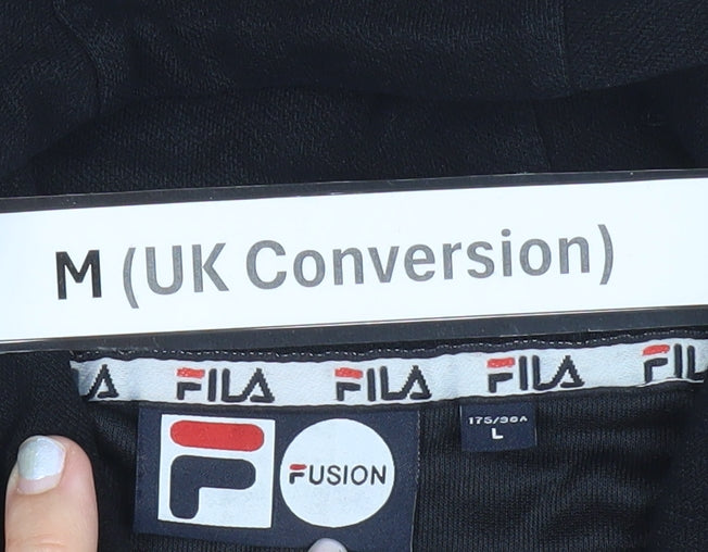 FILA Men's Black M Regular Fit 1/2 Zip Hoodie with Logo & Pockets