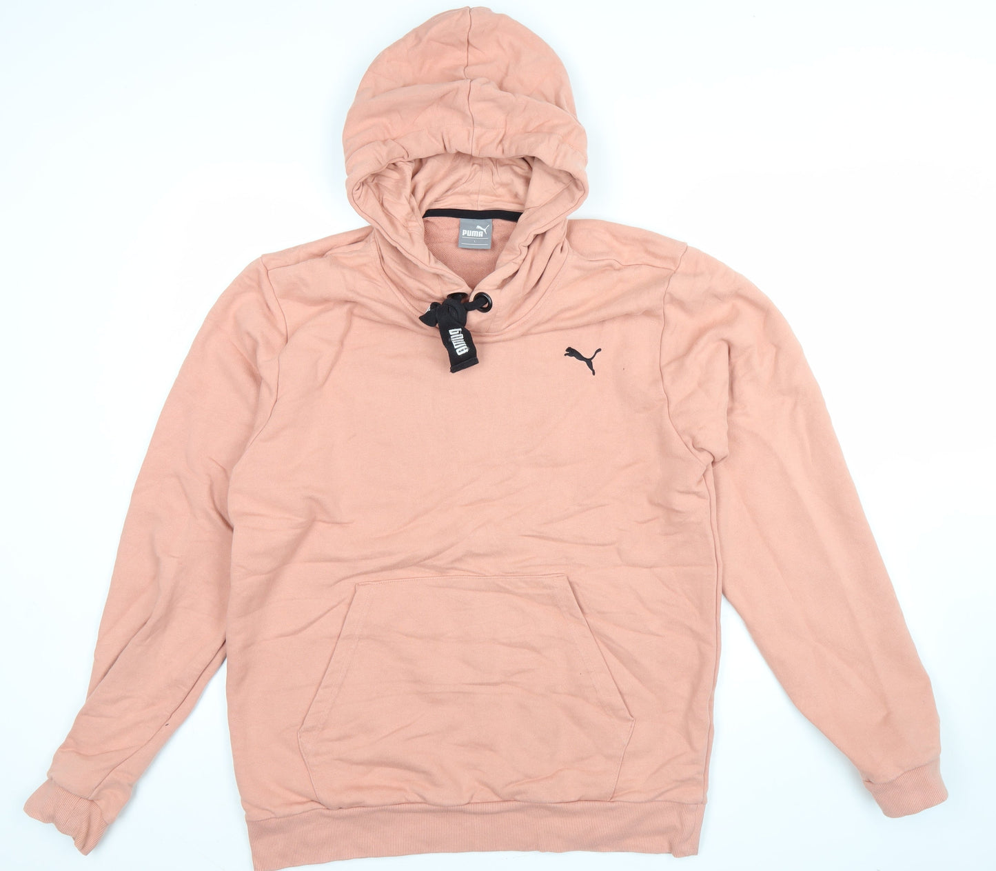 Puma Men's Pink Pullover Hoodie L Fleece Logo Kangaroo Pocket