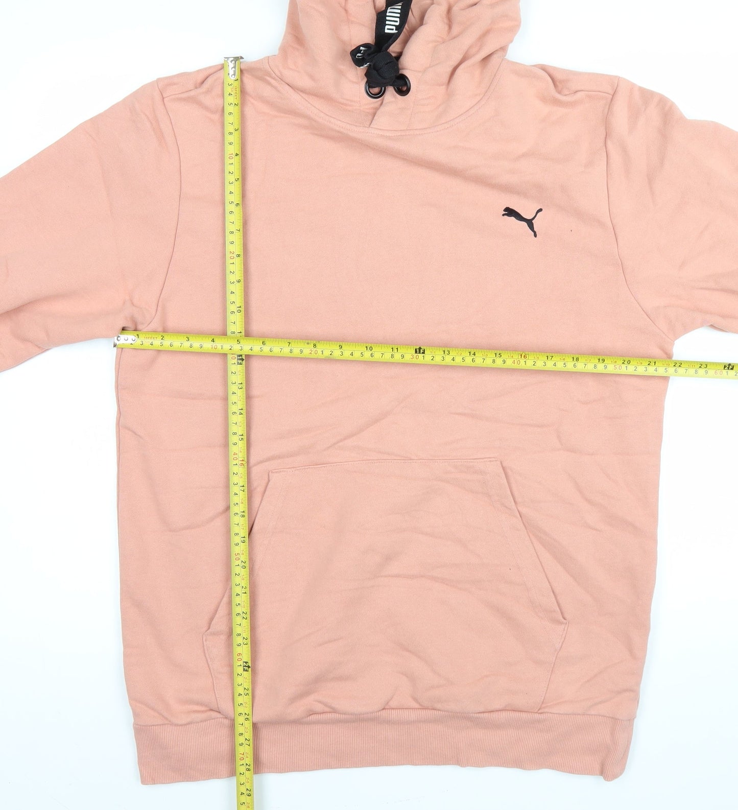 Puma Men's Pink Pullover Hoodie L Fleece Logo Kangaroo Pocket