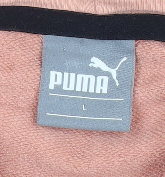Puma Men's Pink Pullover Hoodie L Fleece Logo Kangaroo Pocket