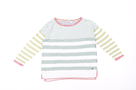 White Stuff Women's Multicoloured Striped Boat Neck Jumper Size 10