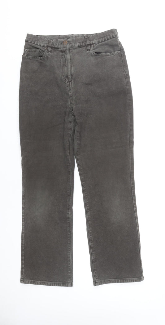 Boden Women’s Grey Straight Leg Jeans Size 12 Tall Stretch Denim