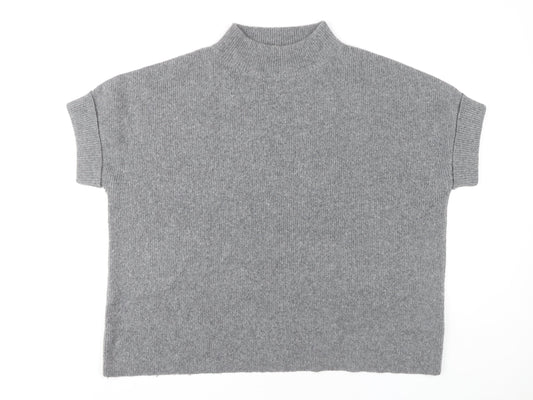 White Stuff Women's Grey Mock Neck Short Sleeve Pullover Jumper M