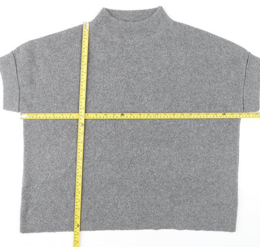 White Stuff Women's Grey Mock Neck Short Sleeve Pullover Jumper M