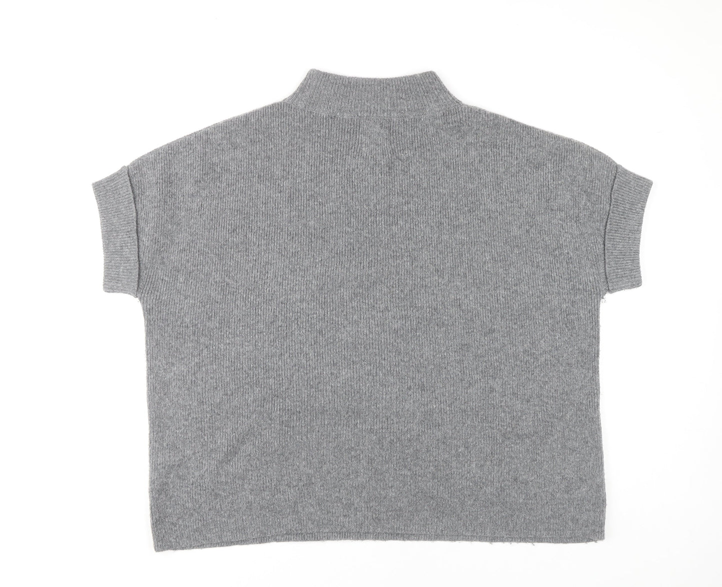 White Stuff Women's Grey Mock Neck Short Sleeve Pullover Jumper M