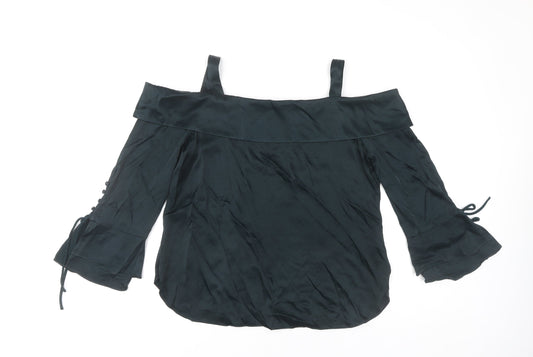 Mint Velvet Women’s Black Off Shoulder Blouse Size 16