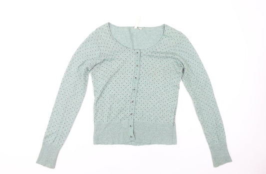 White Stuff Women's Green Polka Dot Cardigan Size 12