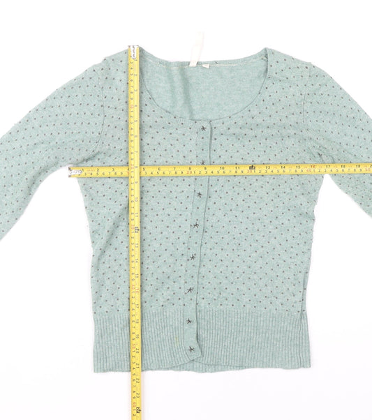 White Stuff Women's Green Polka Dot Cardigan Size 12