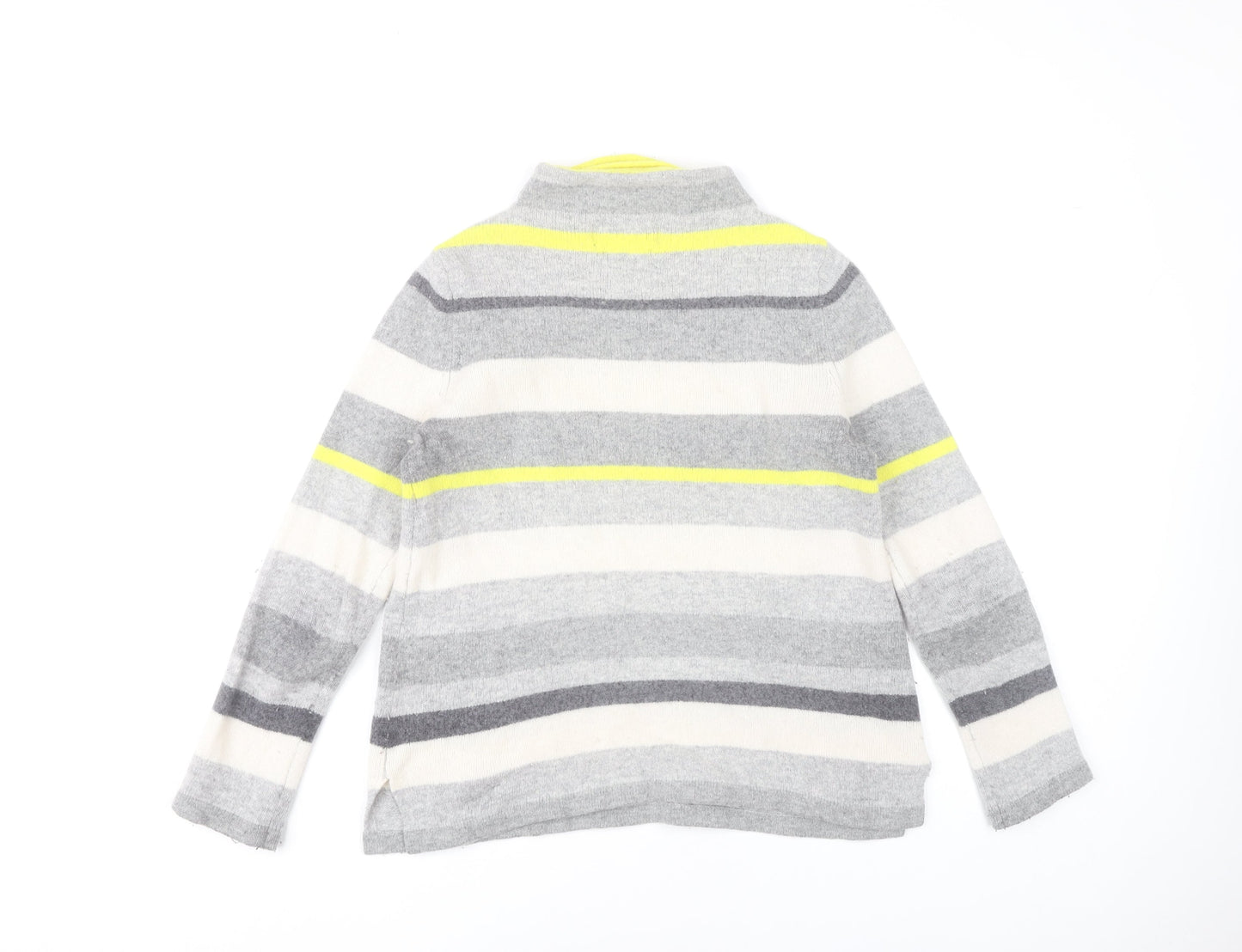 Paul Costelloe Womens Grey Striped Mock Neck Wool Blend Jumper Size 12