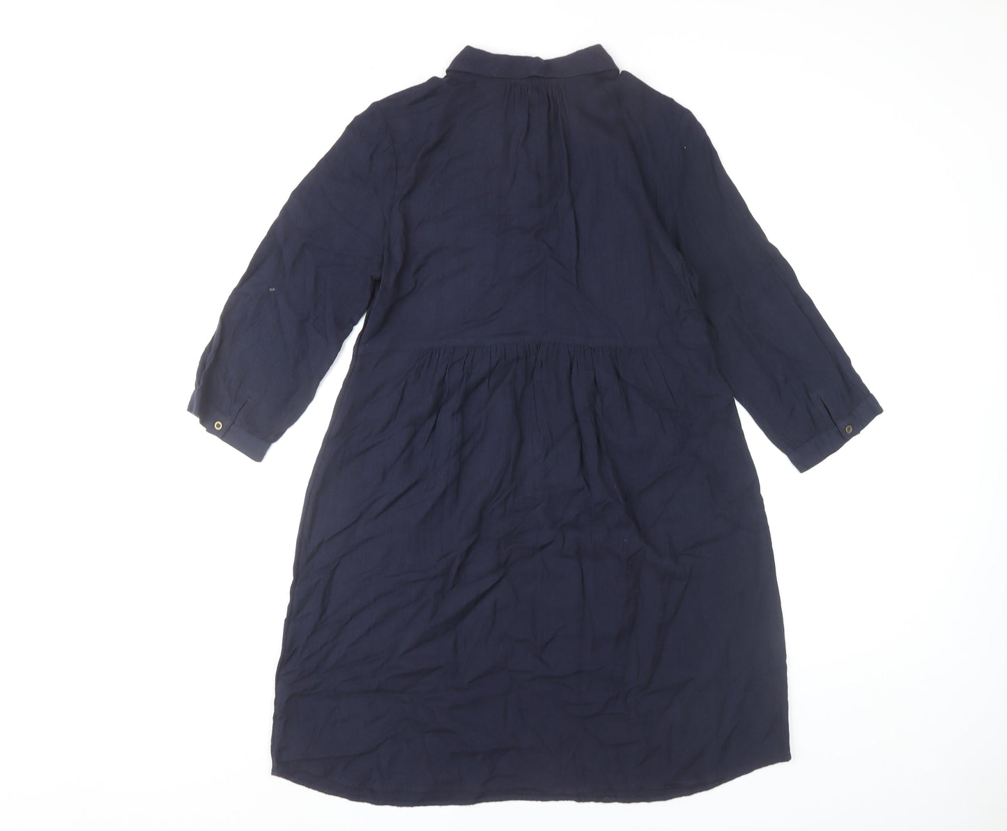 Fat Face Women’s Navy Blue Size 10 Knee Length 3/4 Sleeve Shirt Dress