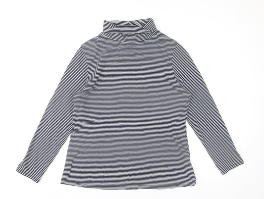 White Stuff Women’s Blue Stripe Roll Neck Long Sleeve Top UK 16