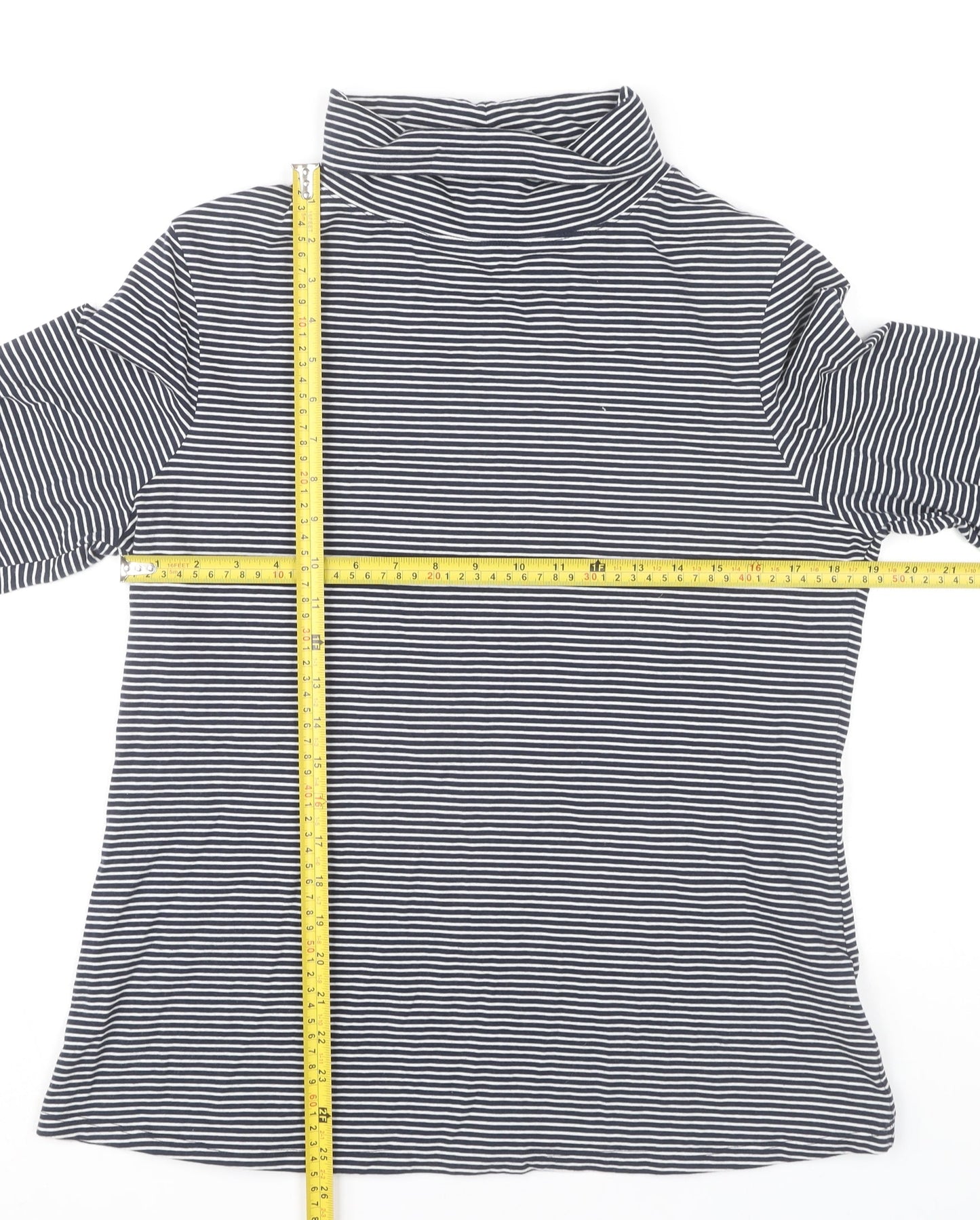 White Stuff Women’s Blue Stripe Roll Neck Long Sleeve Top UK 16